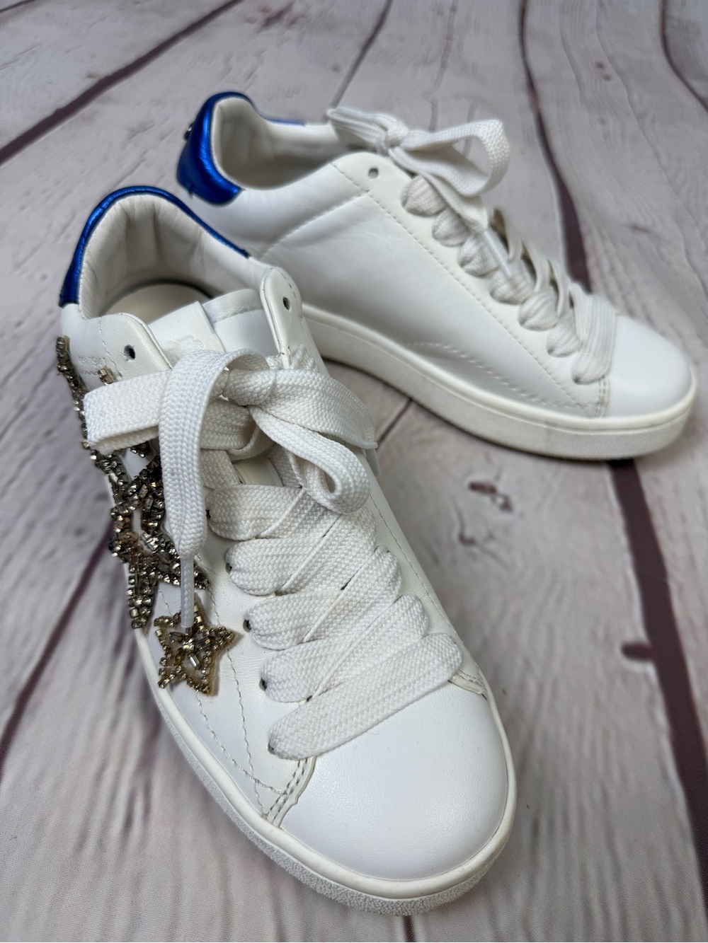 COACH white sneakers with embellished gold stars, size 6 - Picture 7 of 12